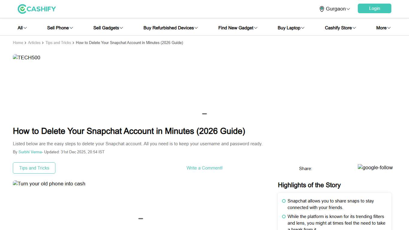 How to Delete Your Snapchat Account in Minutes (2026 Guide) | Cashify Blog